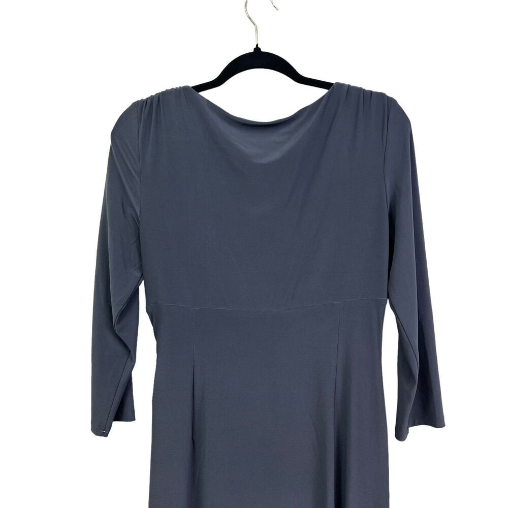 Lauren Ralph Lauren Womens Sheath Dress Plunge V Neck Ruched Stretch Gray Sz 10* - Picture 5 of 5